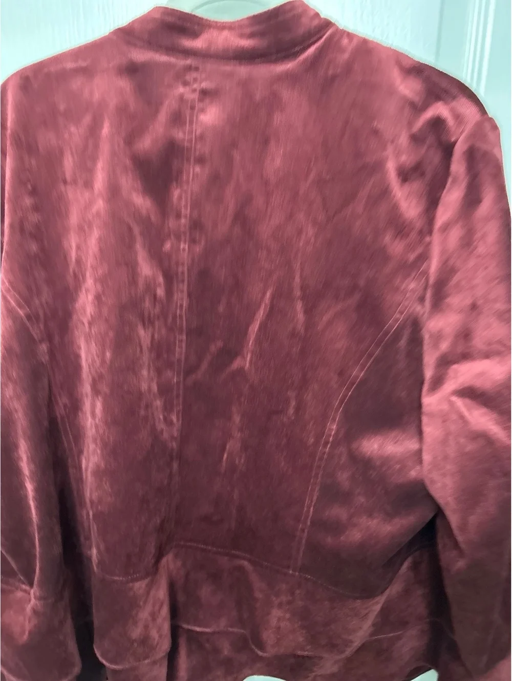 Roz & Ali Women's 3X Burgundy Velvet Snap Button Jacket
